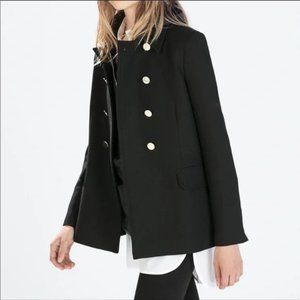 ZARA black double breasted short coat jacket